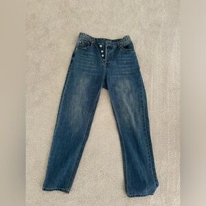Edikted Dark Blue Straight Leg Jeans